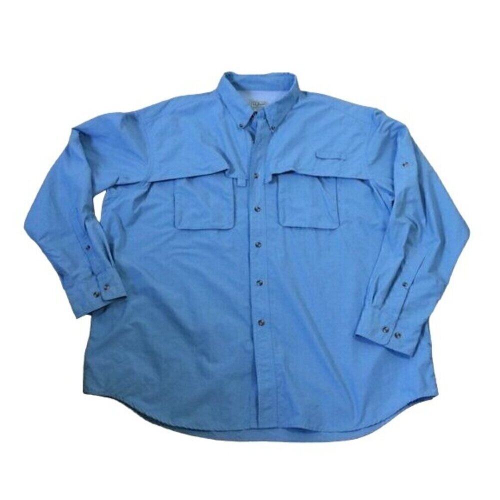 Men's XXL L.L. Bean Buzz Off Outdoor Long‎ Sleeve Shirt Blue